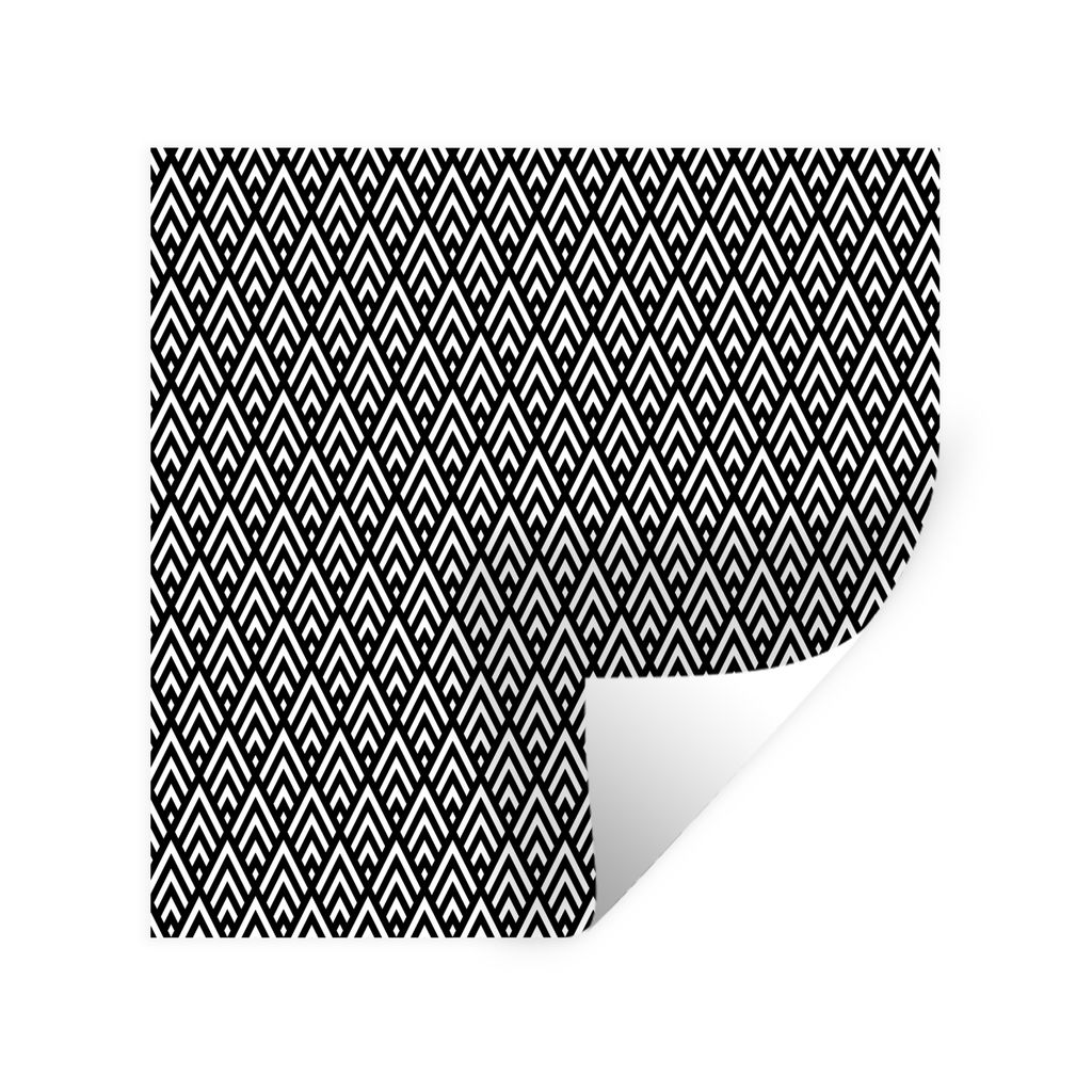 MuchoWow Wandtattoo Wandsticker Wandaufkleber Geometrische Formen - Muster - Schwarz und weiß 50x50 cm Selbstklebend und Repositionierbar - Selb...