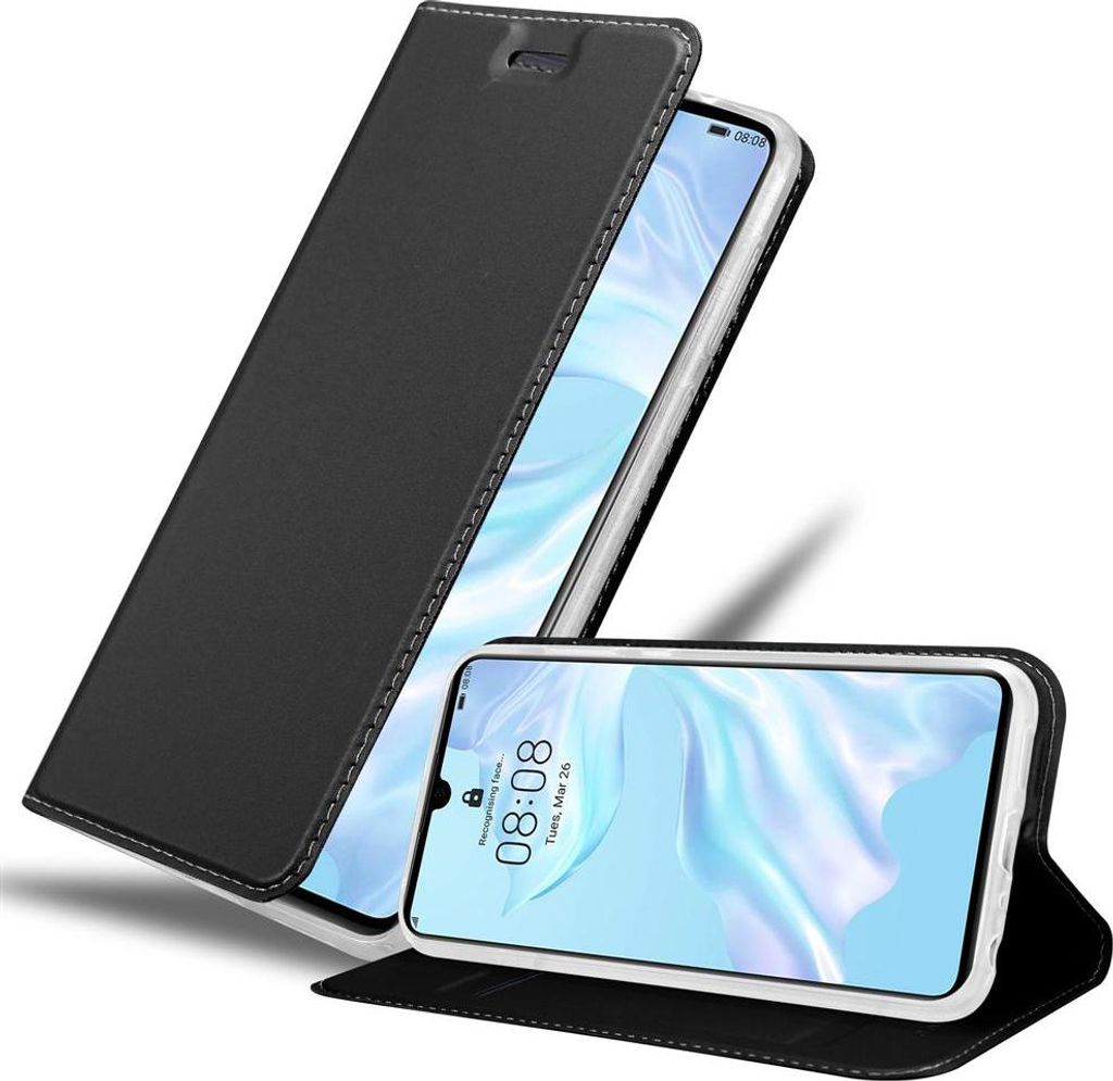 Cadorabo Handyhülle für Huawei P30 Schutz Hülle in Schwarz Cover Etui Book Case Booklet