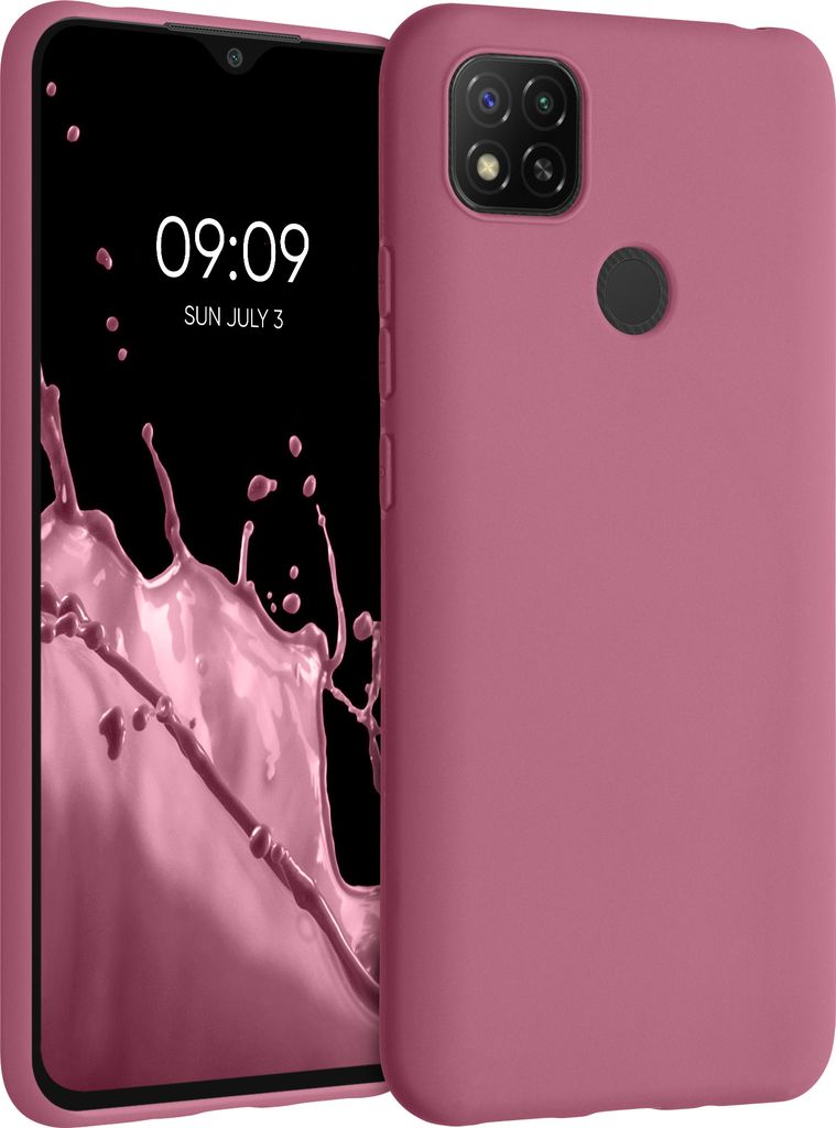 kwmobile Hülle kompatibel mit Xiaomi Redmi 9C Hülle - weiches TPU Silikon Case - Cover geeignet für kabelloses Laden - Dark Rose