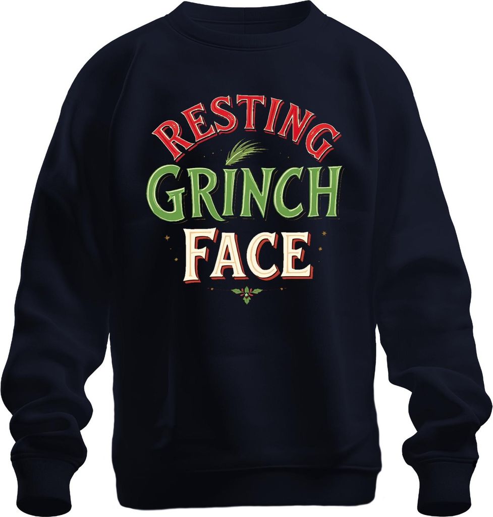 Resting Grinch Face Weihnachten lustig Geschenk Retro Grinchmas Uni Sweatshirt Pullover, Navy, XXL