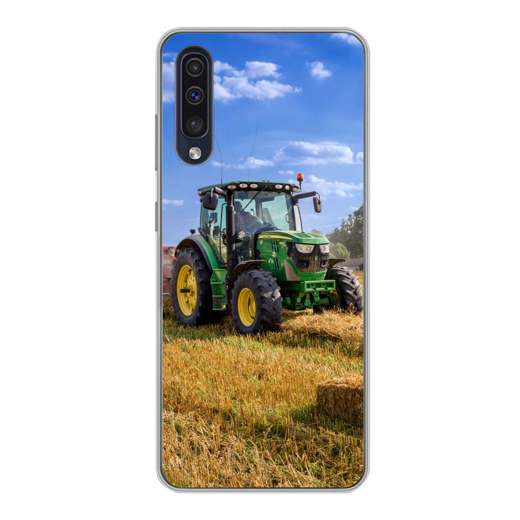 MuchoWow Handyhülle Schutzhülle Hülle für Samsung Galaxy A30s Traktor - Bauernhof - Heu - Feld - Sonne - Landleben Silikon Softcase Handy Hü...