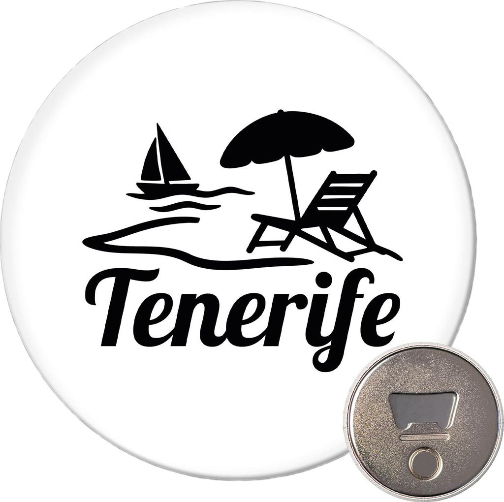 Huuraa Magnet Tenerife Inselmotiv Spanien 59mm Kühlschrankmagnet rund Flaschenöffner Geschenkidee
