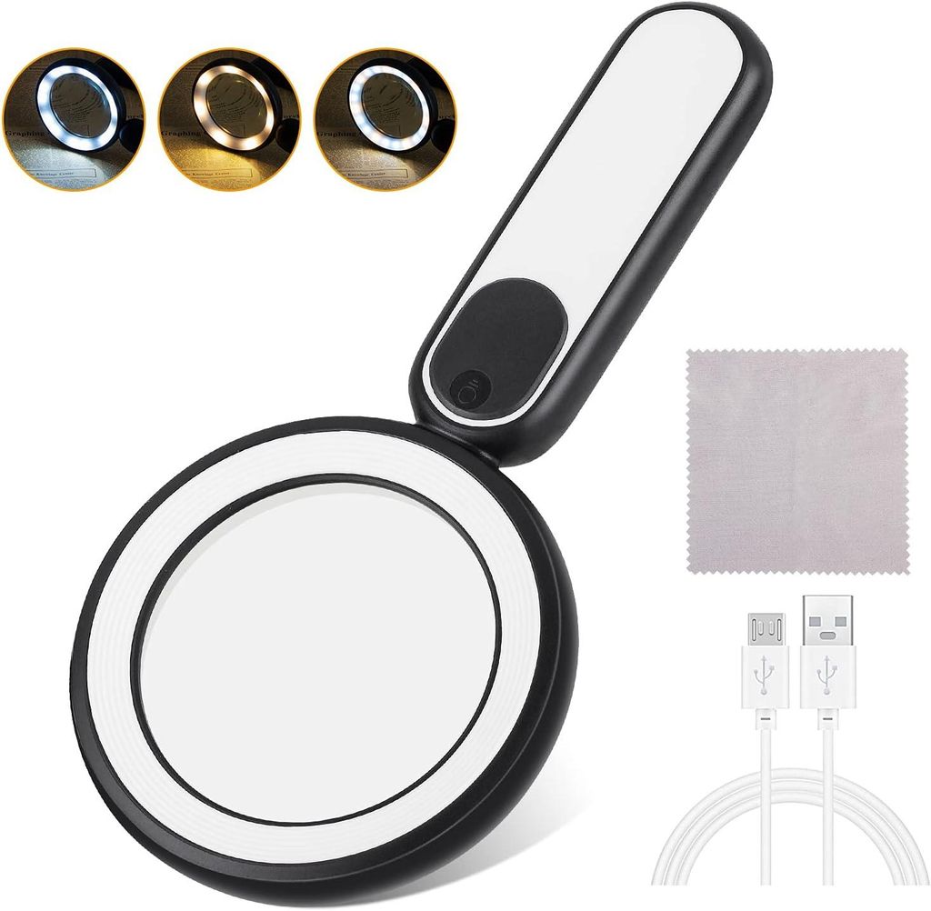 Lupe mit Licht, LED Lupe, Leselupe, Juwelierlupe, 15-fache Produktbild 