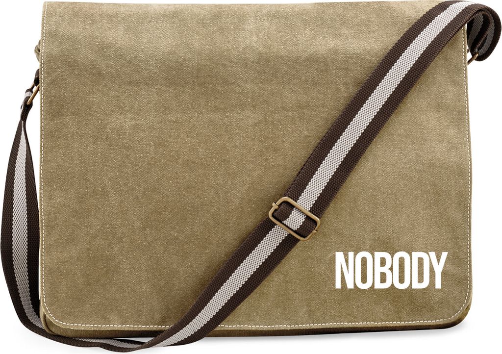 Huuraa Umhängetasche Nobody Schriftzug 14 Liter Sahara Canvas Laptoptasche Geschenkidee
