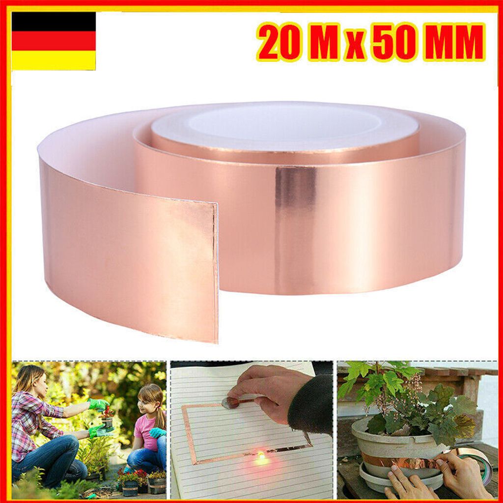 50mm x 20m Kupferband Selbstklebend Kupferband Gegen Schnecken Kupferfolie