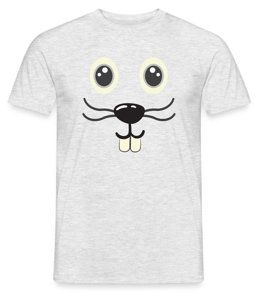 Spreadshirt Maus Gesicht Fasching Kostüm Männer T-Shirt, XL, Grau meliert