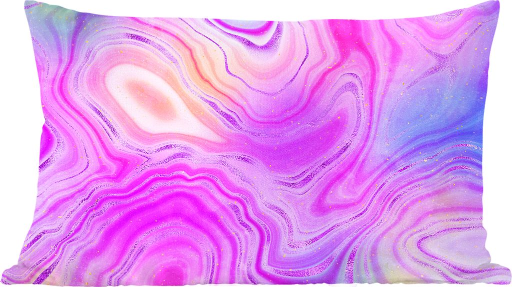 MuchoWow Zierkissen Sofakissen Wohnzimmer Dekokissen 50x30 cm Neon - Achat-Geode - Steine - Wohnzimmerdekoration - Polster mit Photo