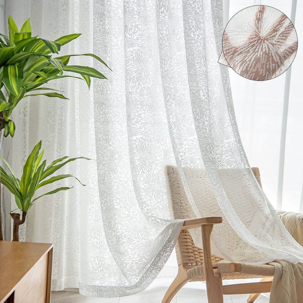 voile gardine halbtransparent vorhang tüll dekoschal für schlafzimmer  wohnzimmer, 132x160cm