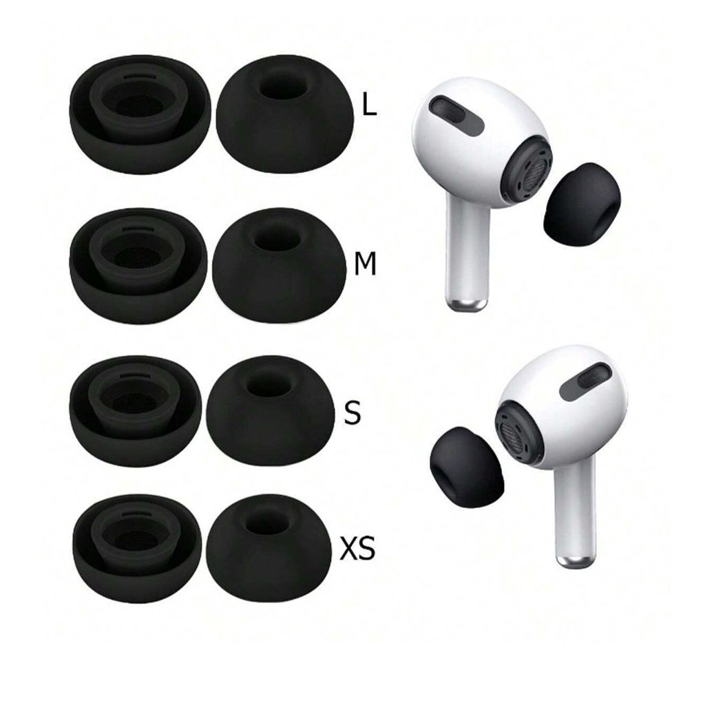 Ohrstöpsel für Apple AirPods PRO / PRO 2 Aufsätze Silikon Größe Set XS-L Schwarz