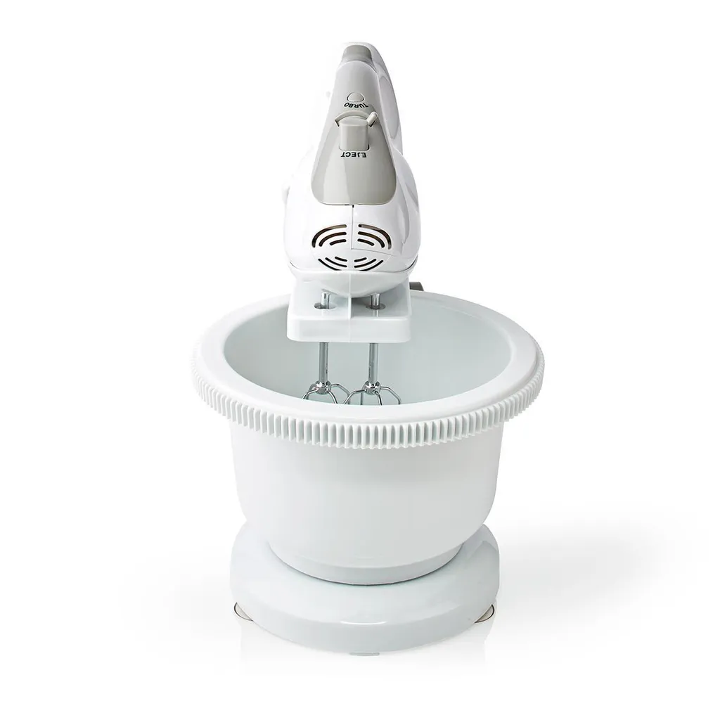 Batteur à main Nedis KAHM110CWT 200W avec bol rotatif et turbo blanc
