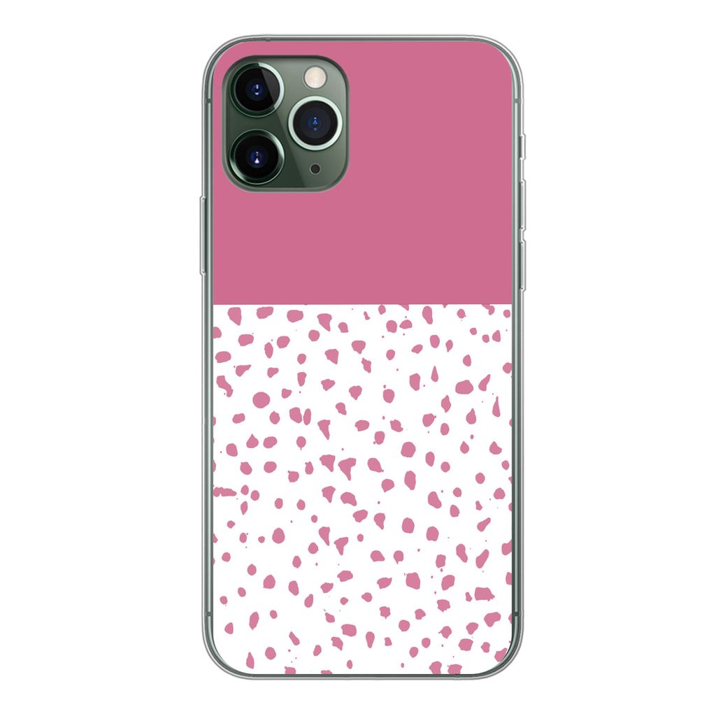 MuchoWow Handyhülle Schutzhülle Hülle für iPhone 11 Pro Punkte - Rosa - Muster Silikon Softcase Handy Hülle - Handy