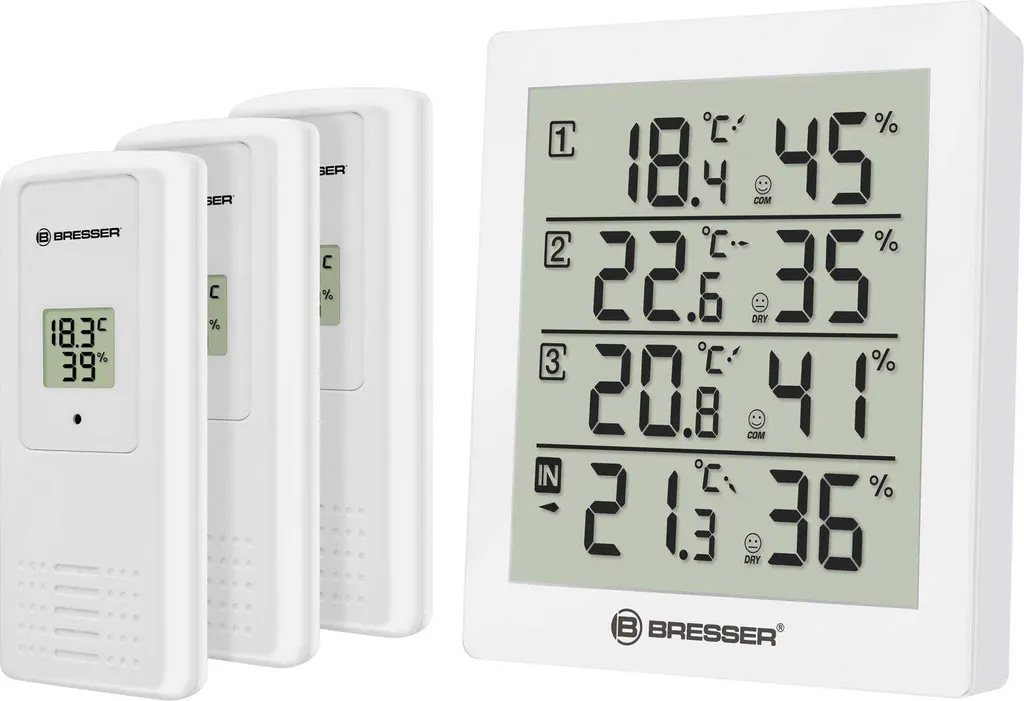 Bresser Temeo Hygro Quadro - Termoigrometro - digitale - senza fili - bianco