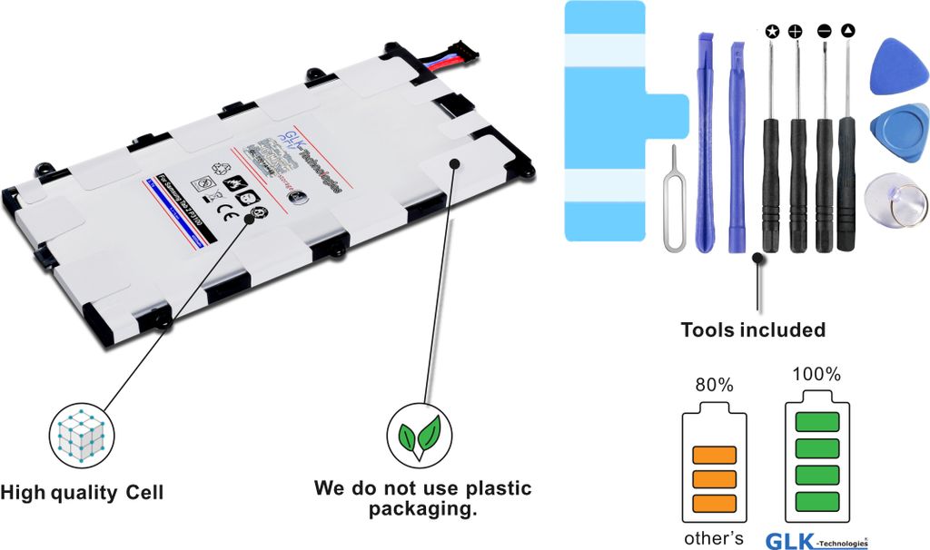 GLK-TECHNOLOGIES f. Samsung Galaxy Tab 2 7.0 AKKU P3100 P3110 P3113T SP4960C3B