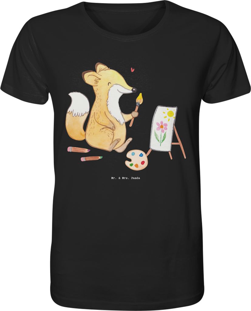 Mr. & Mrs. Panda T-Shirt Fuchs Malen Größe S - Schwarz - Geschenk, Hobbyzeichner, Herren, Künstlerin, Künstler, Zeichnen, Shirt, Oberteil, Herr...