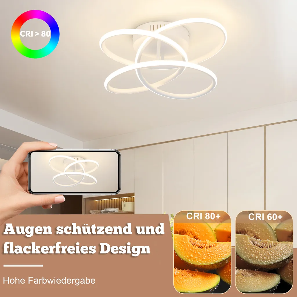 Plafonnier LED Variable 44W Design Blanc avec Télécommande pour Bureau