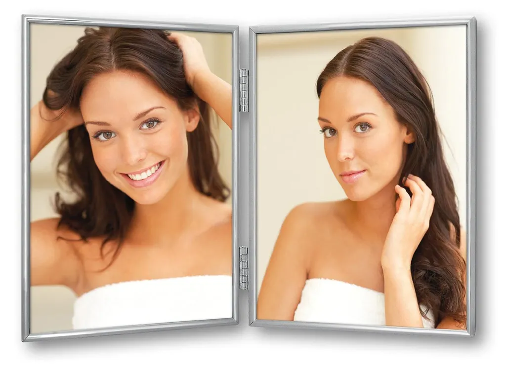 Porte-photo double 13x18 argenté vertical pour portraits de famille