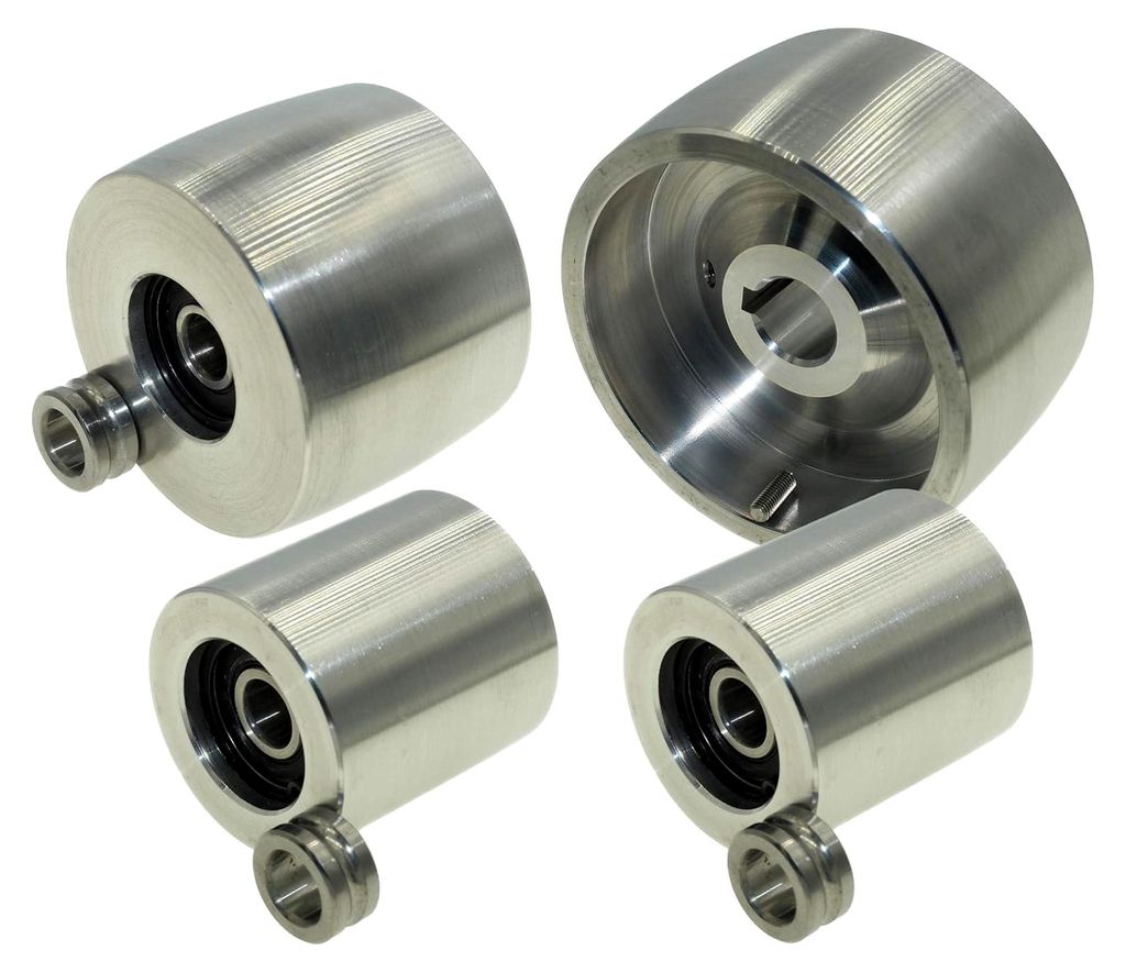 CNC-gefrästes Riemenschleifer Set für Messerschleifer 100 mm Antrieb 19 mm Schaft 75 mm Spurrad 50 mm Idler