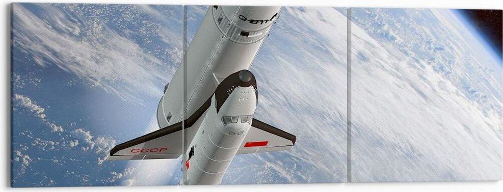 Bild auf Leinwand - Leinwandbild - Himmel Rakete Kosmos Planet - 150x50cm - Wand Bild - Wanddeko - Leinwanddruck - Bilder - Kunstdruck - Wanddekora...