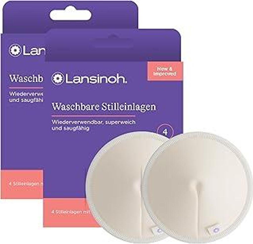 Lansinoh Waschbare Stilleinlagen - 8 Stück inkl. Wäschenetz - ultrasaugfähig - superweiche Innenseite aus Bambus - wiederverwendbar & umweltfre...