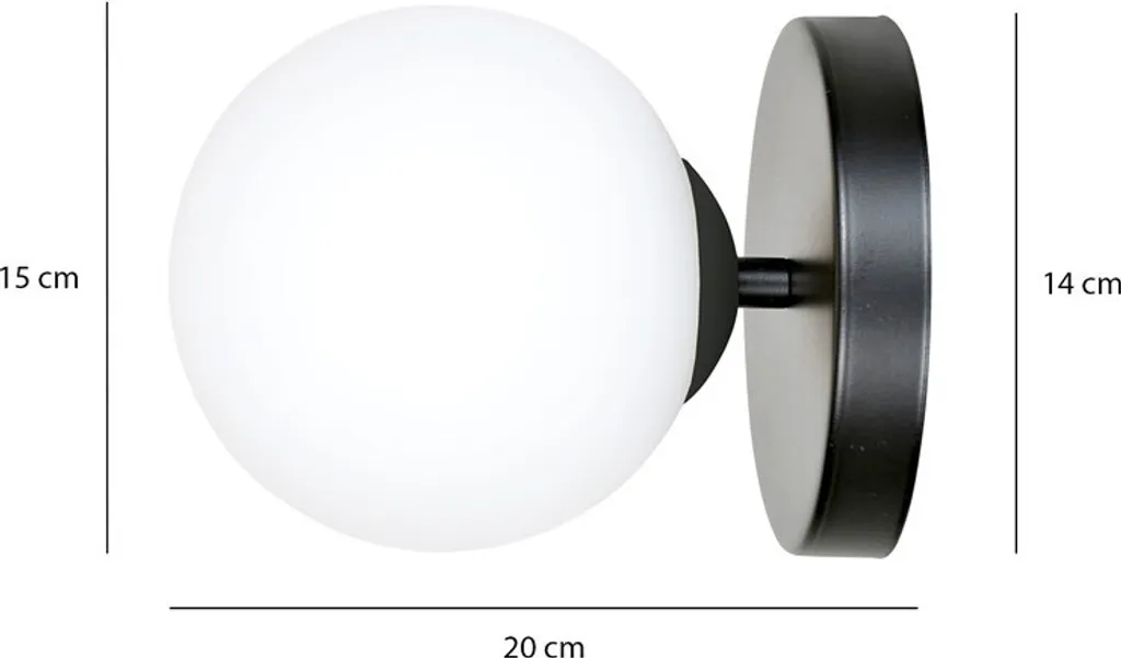 Applique noire mate Emibig BIOR K1 robuste et compacte culot E14