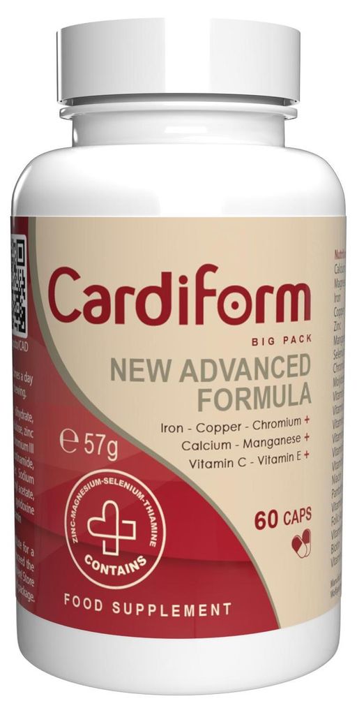 Cardiform - 60 Kapseln hochdosiert - Original Rezept aus der Schweiz - Vegan & Pflanzlich mit 22 Vitaminen & Mineralien - 1er Pack