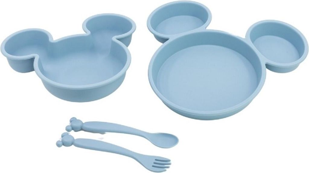 Disney Mickey Mouse Kindergeschirr-Set 4-teilig – Teller, Schale & Besteck in Geschenkbox