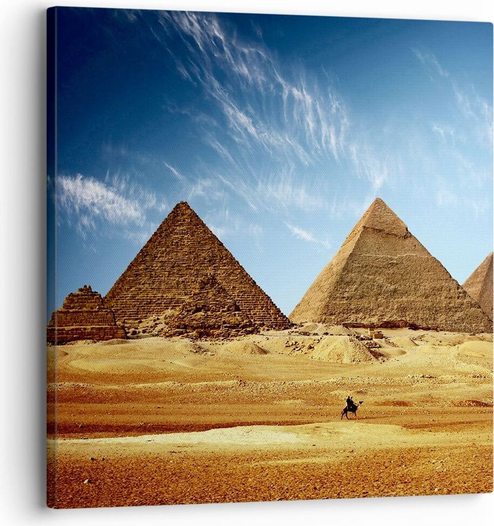 Bild auf Leinwand - Leinwandbild - Pyramide Wüste Sand - 30x30cm - Wand Bild - Wanddeko - Wandbilder - Leinwanddruck - Bilder - Kunstdruck - Wandd...