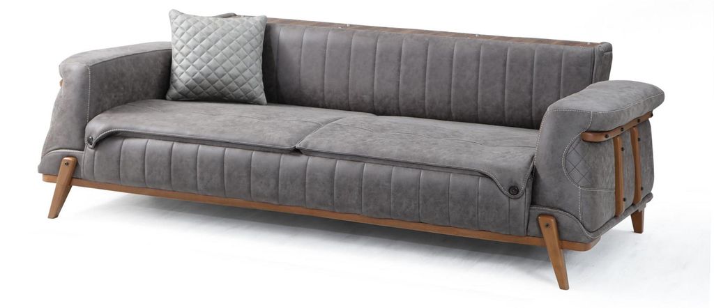 Dreisitzer Couch Graue Wohnzimmer Polstermöbel 3-Sitzer Sofa