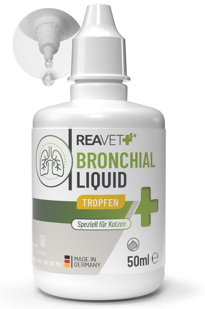 REAVET Bronchial Liquid Tropfen für Katzen 50ml I Liquid zur Unterstützung der Atemwegsfunktion – für freie Atemwege