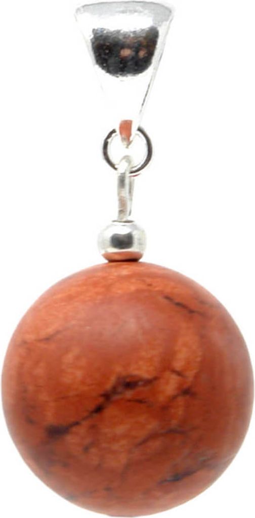 Anhänger aus rotem Jaspis Blutjaspis 925er Silber braunrot Kugel Halsschmuck Damen