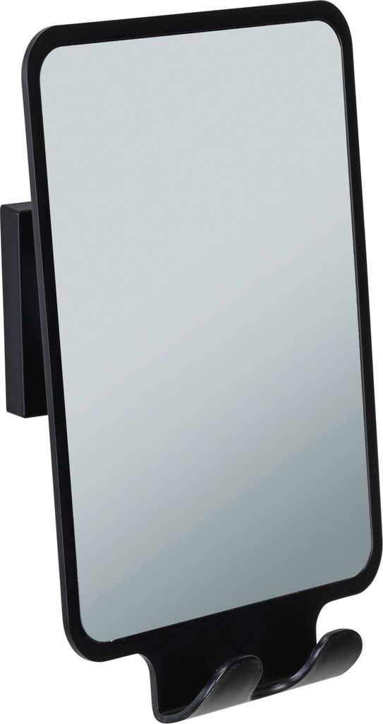 WENKO Vacuum-Loc Antibeschlagspiegel Mod. Quadro Schwarz, Befestigen ohne Bohren