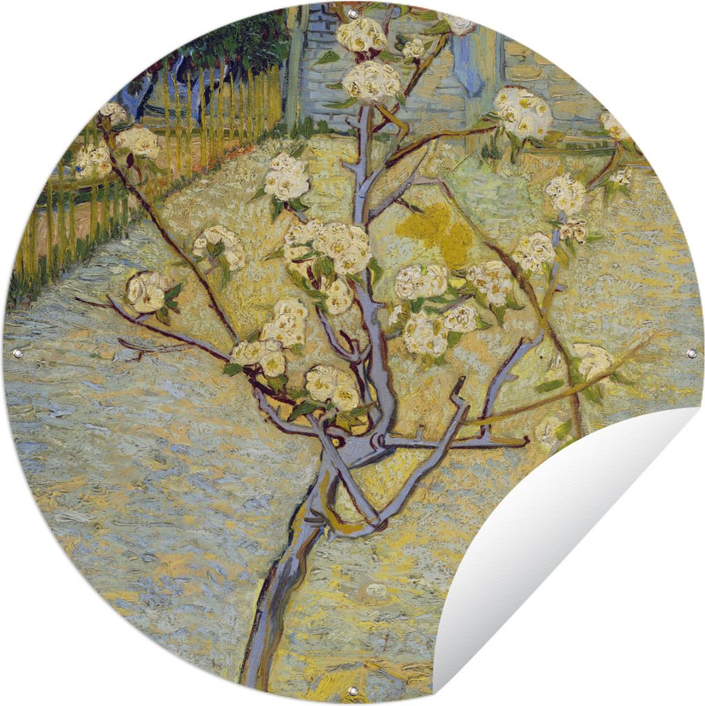 MuchoWow Gartenposter Outdoor-Poster Rund Blühender Birnbaum - Vincent van Gogh Ø 150 cm Gartendeko Rundes Poster draußen