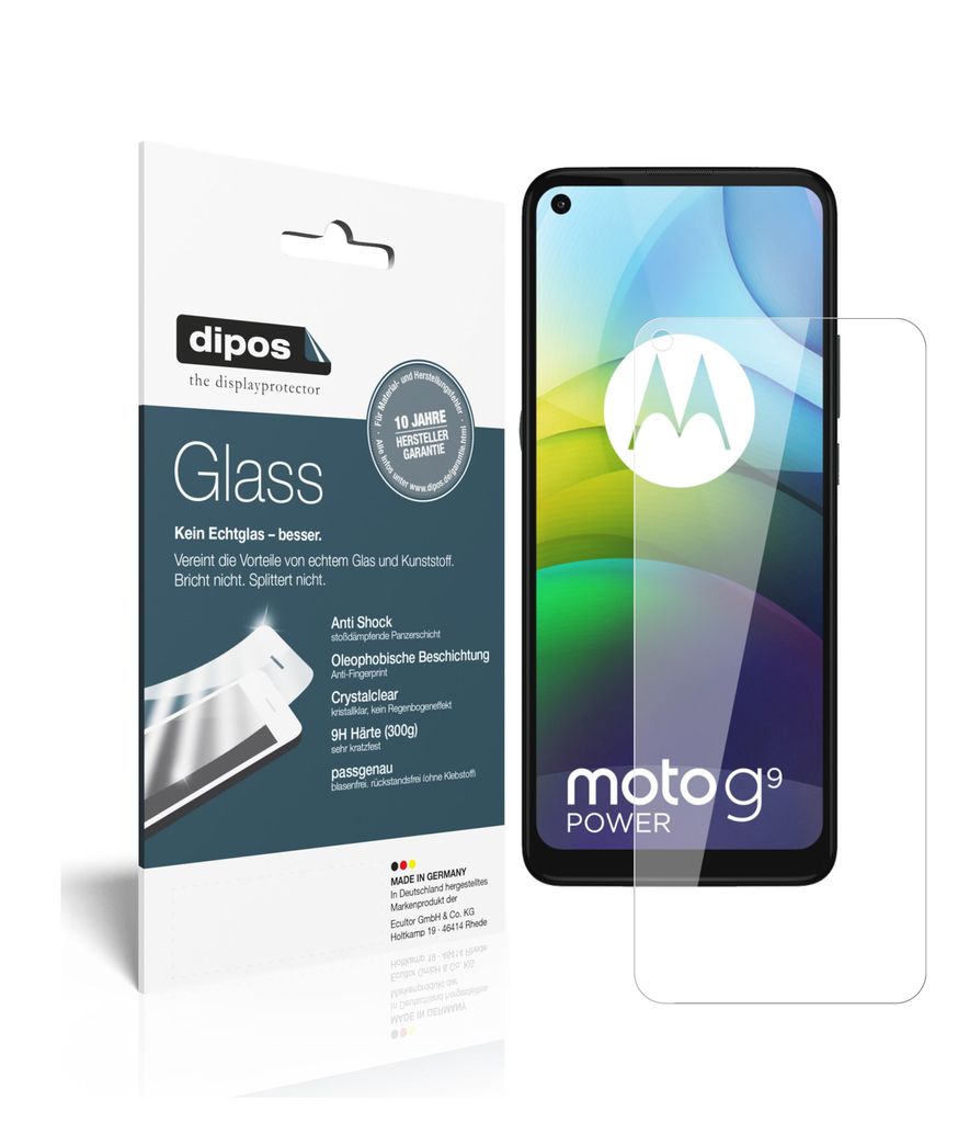 1x Schutzfolie für Motorola Moto G9 Power - Anti-Shock 9H Folie dipos Glass Kunststoffglas