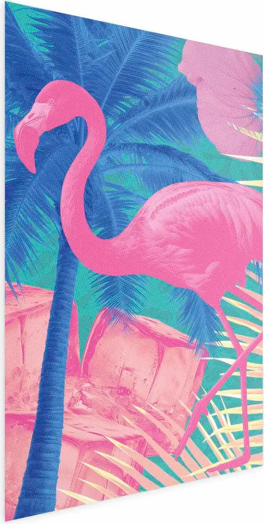 Poster da parete Fenicottero acquerello - astrazione colorata con