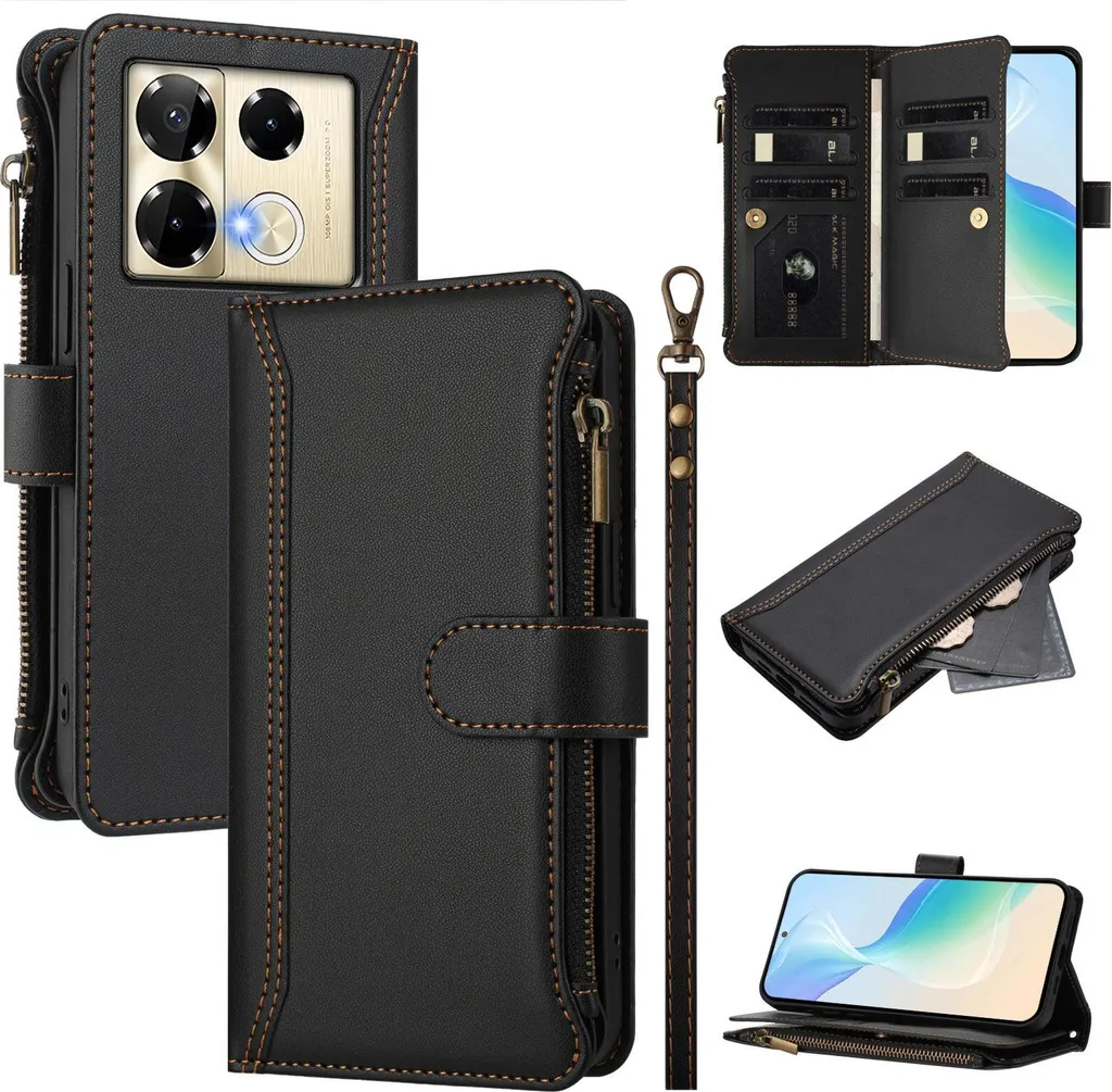 Cover Premium Infinix Note 40 Pro+ 5G | Portafoglio in Pelle Nero Zip