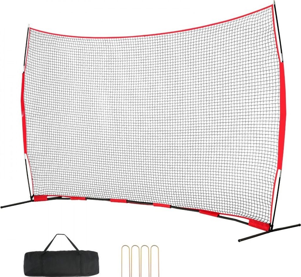 Barrikaden-Trainingsnetz - 507 x 140 x 312 cm - Tragbares Ballsport-Absperrnetz mit Tragetasche - Schutzschirm für Baseball, Softball, Fußball, H...