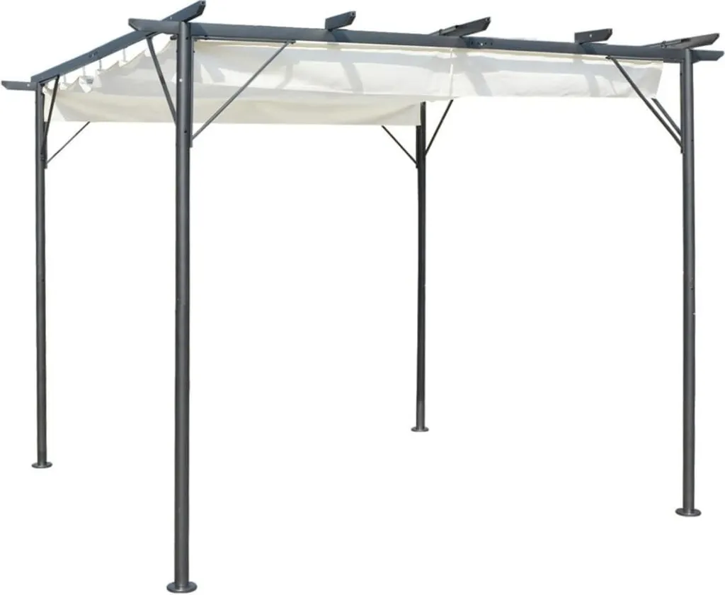 Tonnelle de jardin 3x3 m avec toit rétractable blanc crème en acier ARCO