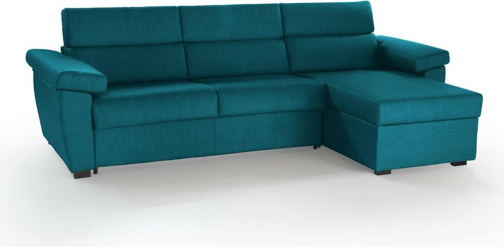 Priverno - Schlafsofa mit Ottomane, 285x160 cm Blau, Abziehbar Italy