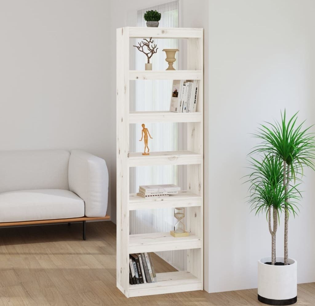 Maison Exclusive - Bücherregal/Raumteiler Weiß 60x30x199,5 cm Massivholz Kiefer