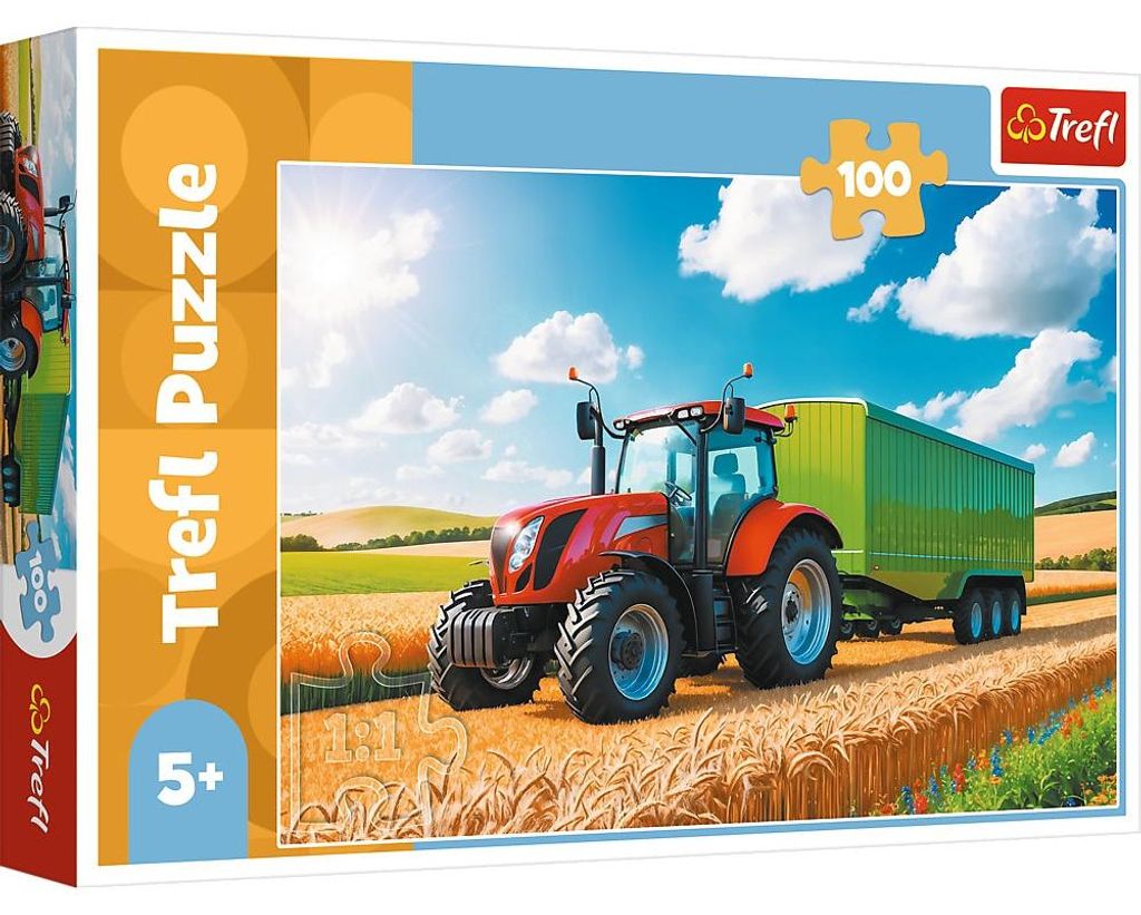 Traktor-Puzzle mit Anhänger, 100 Teile für Kinder