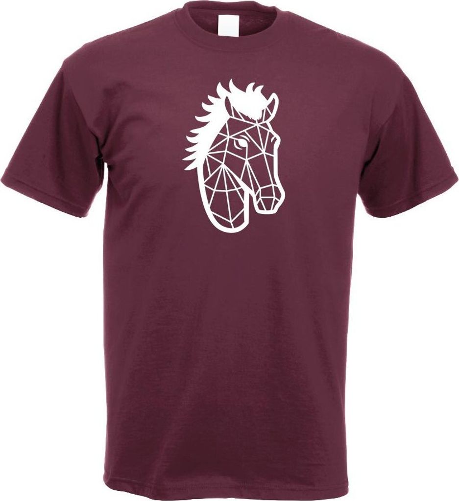 Kiwistar - T-Shirt - Burgund - Polygon Pferd Stute Tier Art Herren Funshirt Bedruckt Design Sprüche Spruch Motive - mit Motiv Bedruckt - Funshirt ...