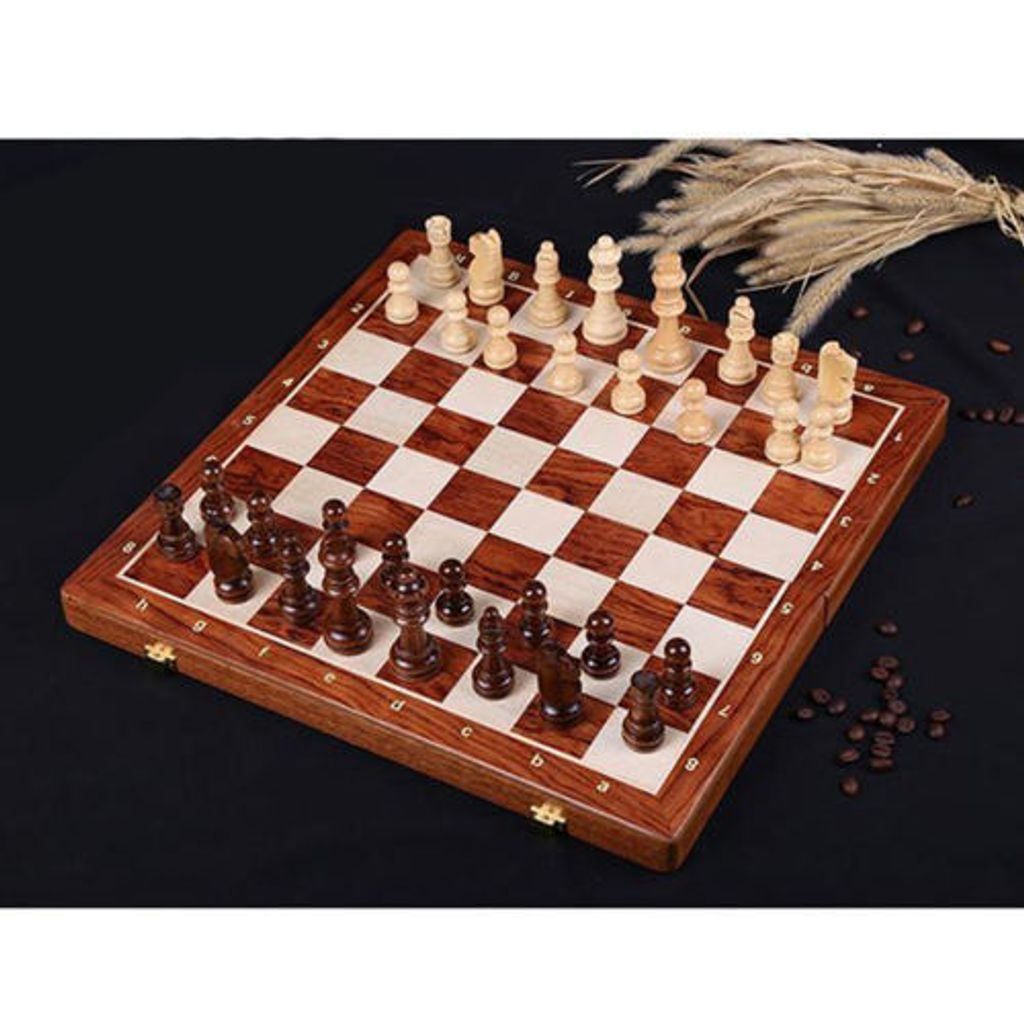 Schachspiel in Klappbox aus hochwertigem Holz im Maritim Stil 