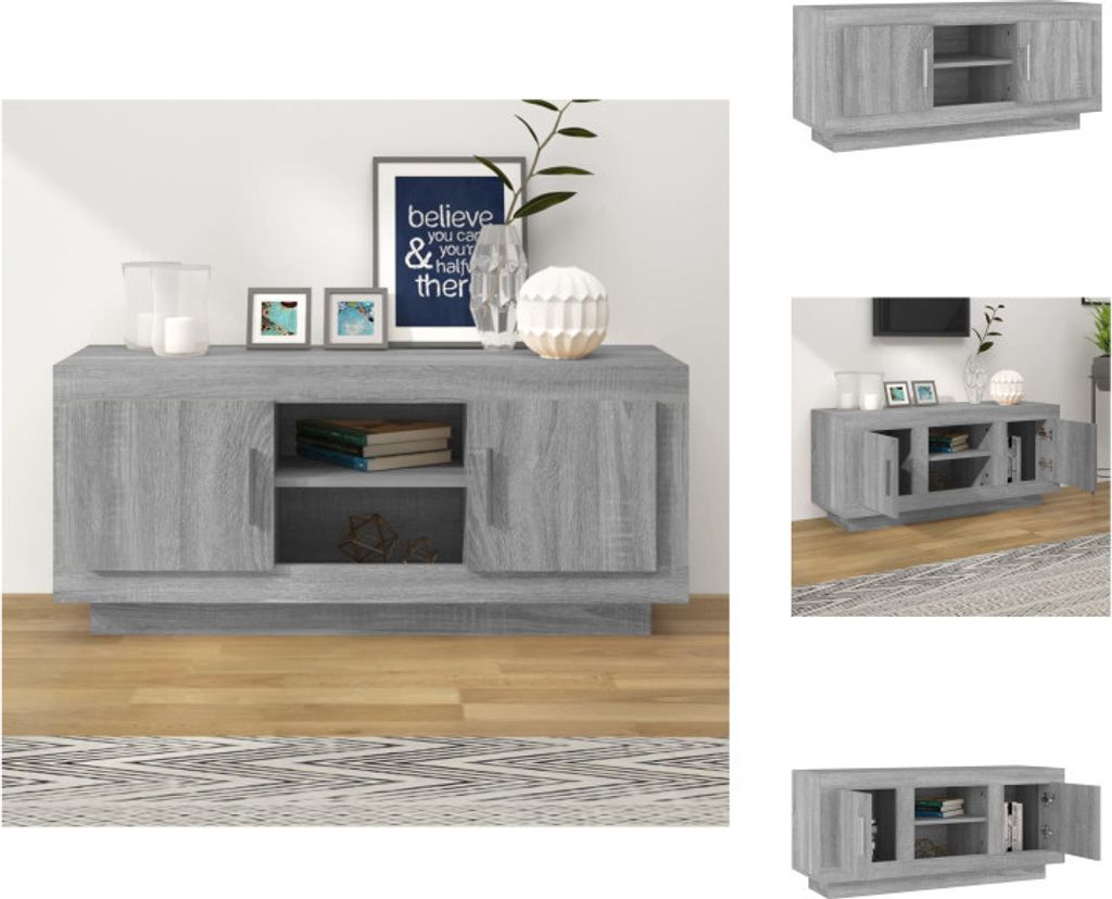 vidaXL TV-Schrank Grau Sonoma 102x35x45 cm Holzwerkstoff - TV-Möbel
