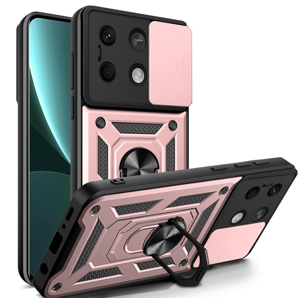 Outdoor Panzer Hülle Xiaomi Redmi Note 13 5G Handyhülle Kameraschutz Ringhalter Rosegold