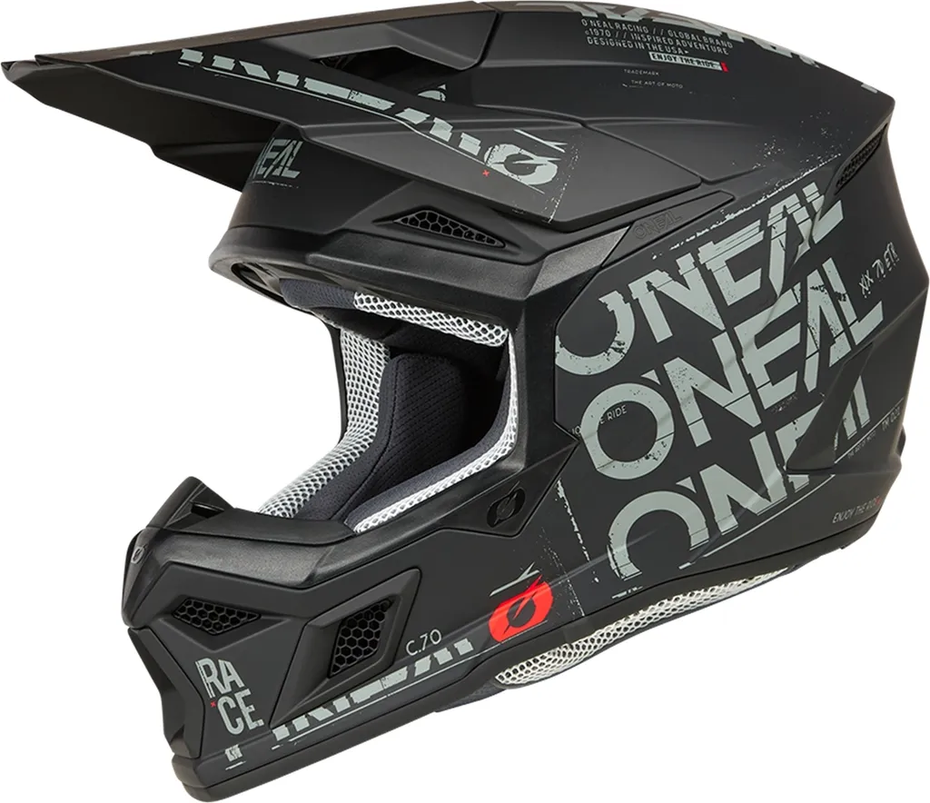 Casque cross O'Neal 3SRS Static XL pour entraînement enduro et piste