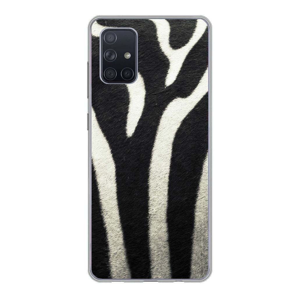 MuchoWow Handyhülle Schutzhülle Hülle für Samsung Galaxy A51 5G Tiermuster - Zebra - Schwarz - Weiß Silikon Softcase Handy Hülle - Abbildung