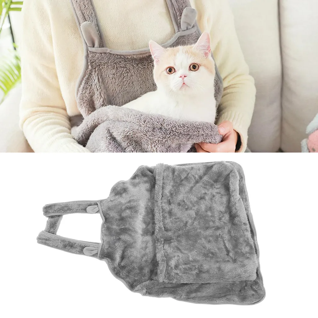 Tablier porte-chat doux et chaud - Sac ventral réglable multi-usage