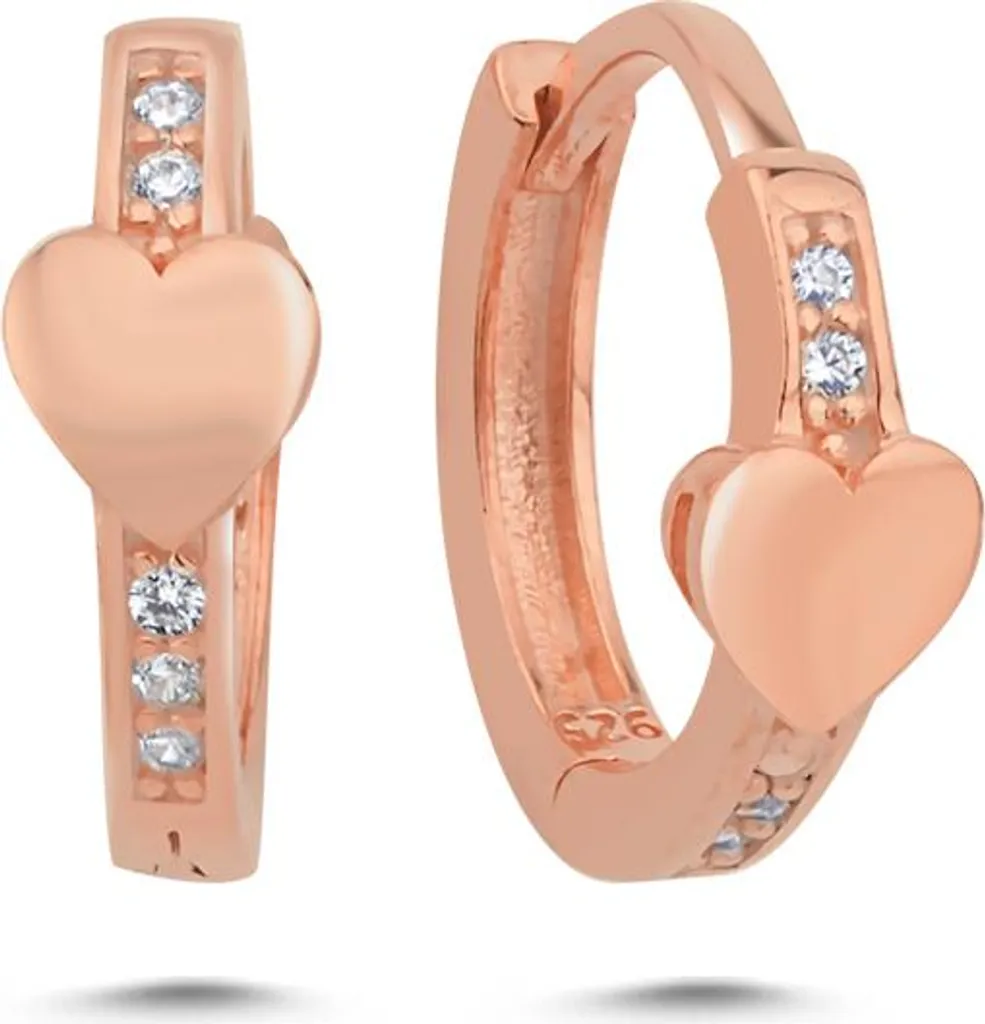 Boucles créoles argent sterling 925 zircone brillant cœur romantique