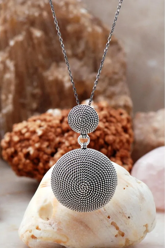 Collier argent filigrane fait main - Motif Telkari oxydé haute qualité