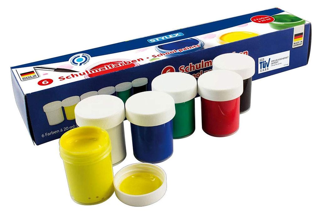 6 Schulmalfarben mit je 20ml / 6 verschiedene Farben Produktbild 